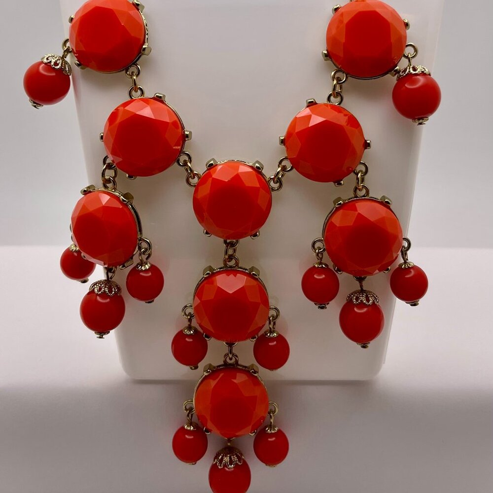 Stony Orange Bib Fashion Necklace